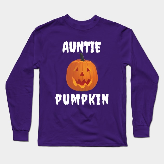 Auntie Pumpkin Funny Matching Family Halloween Pajamas Long Sleeve T-Shirt by PowderShot